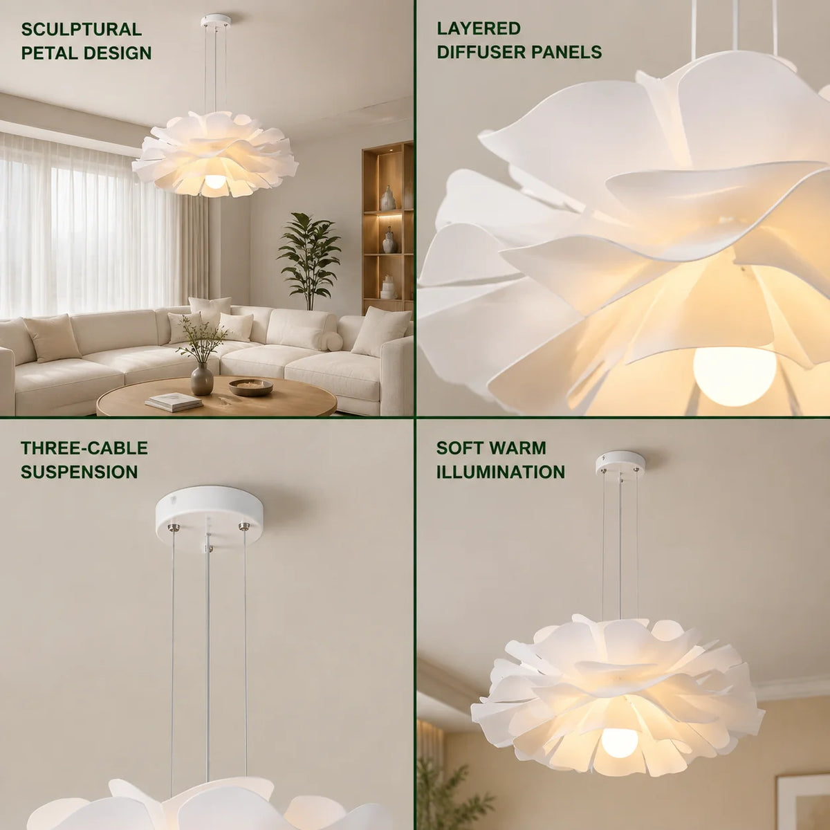 Pendant Light Layered Acrylic Petal Shade & Easy Clean