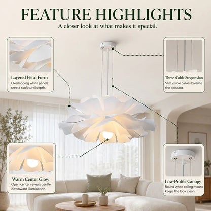Pendant Light Layered Acrylic Petal Shade & Easy Clean