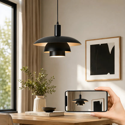 Pendant Light Metal Multi-Tier Dome Adjustable Height