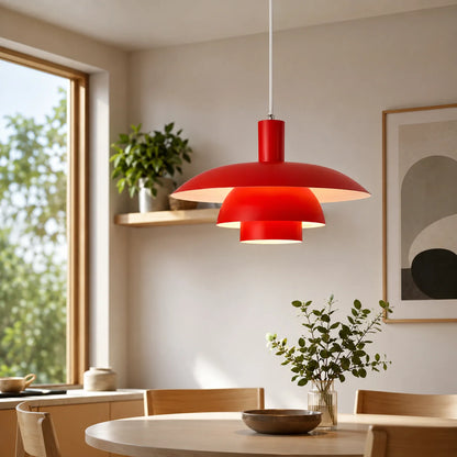 Pendant Light Metal Multi-Tier Dome Adjustable Height