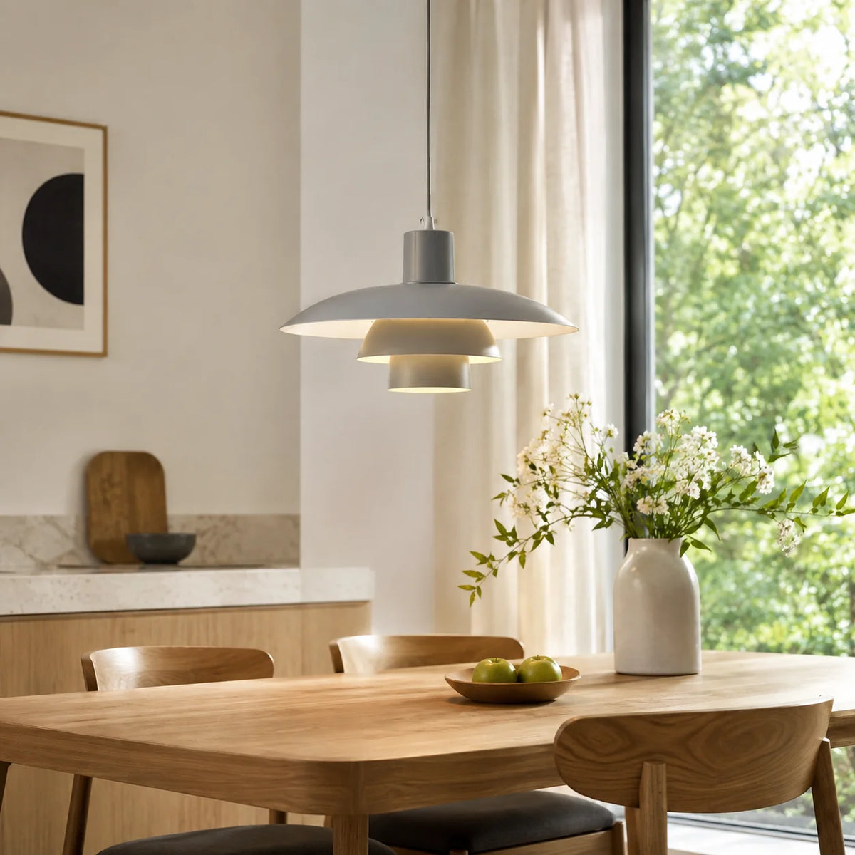 Pendant Light Metal Multi-Tier Dome Adjustable Height