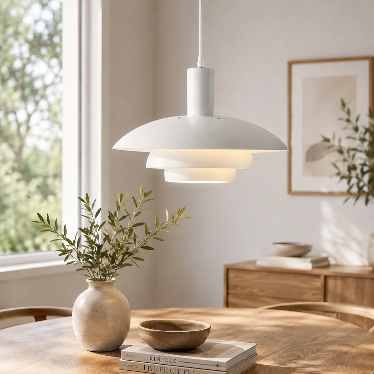 Pendant Light Metal Multi-Tier Dome Adjustable Height