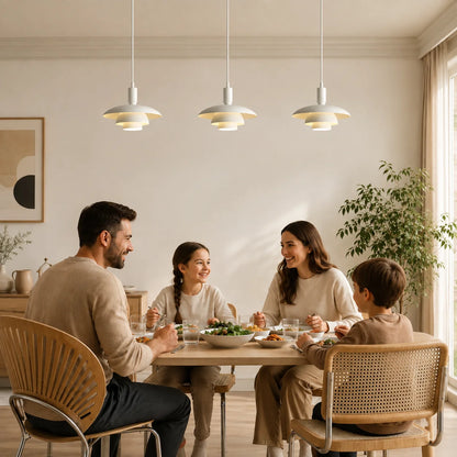 Pendant Light Metal Multi-Tier Dome Adjustable Height