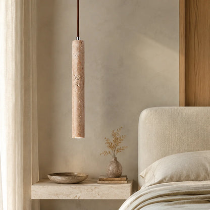 Pendant Light Natural Travertine Cylinder Warm 3000K