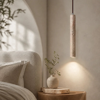 Pendant Light Natural Travertine Cylinder Warm 3000K
