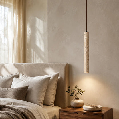 Pendant Light Natural Travertine Cylinder Warm 3000K