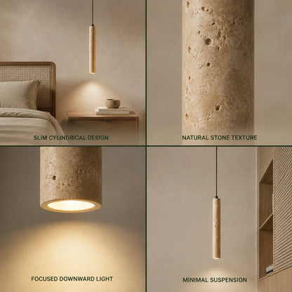Pendant Light Natural Travertine Cylinder Warm 3000K