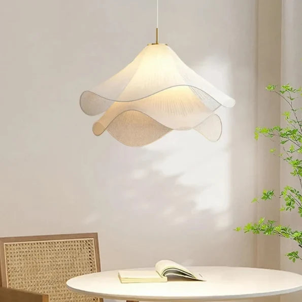 Pendant Light Pleated Fabric Shade Soft Diffuse Glow