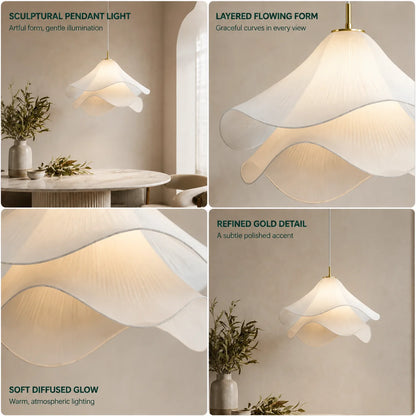 Pendant Light Pleated Fabric Shade Soft Diffuse Glow