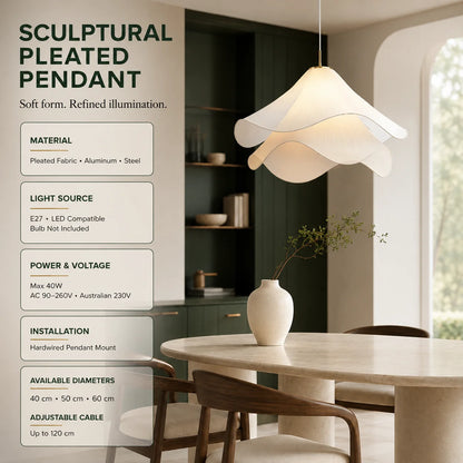 Pendant Light Pleated Fabric Shade Soft Diffuse Glow