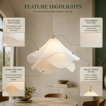 Pendant Light Pleated Fabric Shade Soft Diffuse Glow