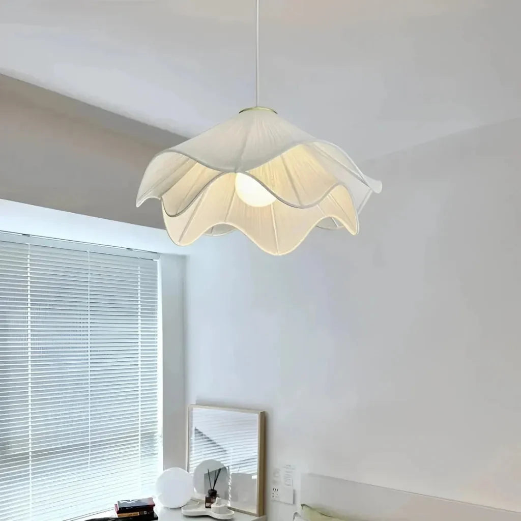 Pendant Light Pleated Fabric Shade Soft Diffuse Glow