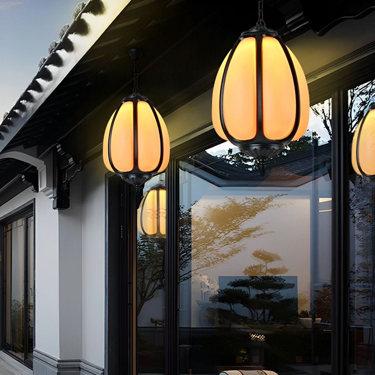 Pendant Light Pumpkin-Shaped Waterproof Metal & Acrylic