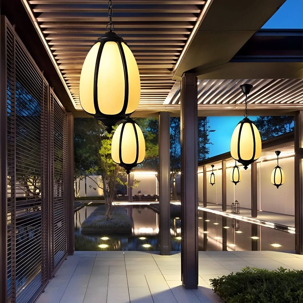 Pendant Light Pumpkin-Shaped Waterproof Metal & Acrylic