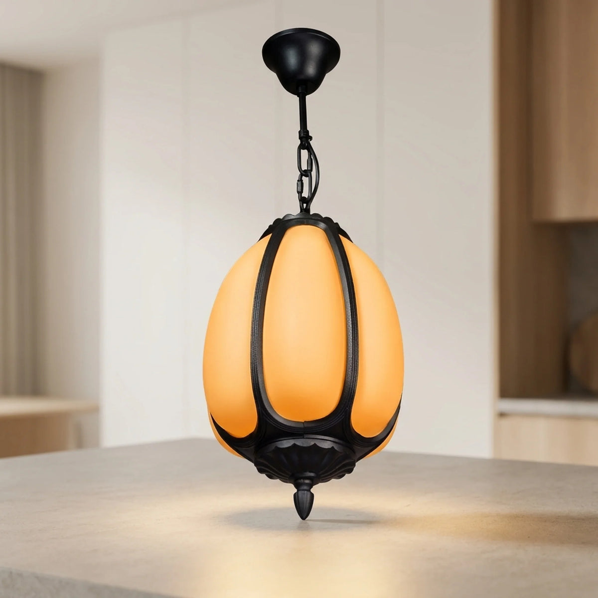 Pendant Light Pumpkin-Shaped Waterproof Metal & Acrylic