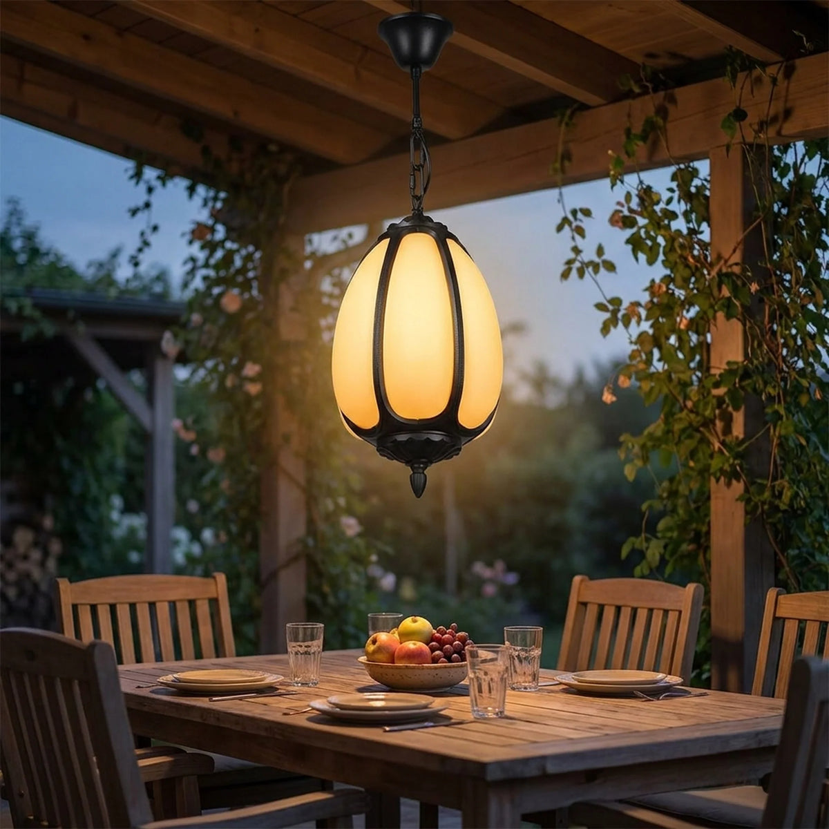 Pendant Light Pumpkin-Shaped Waterproof Metal & Acrylic