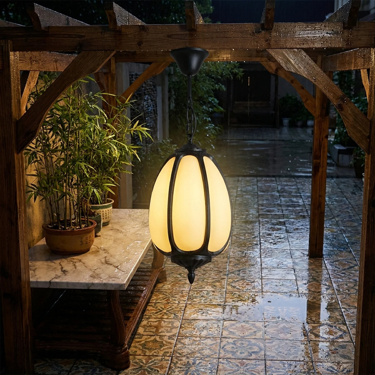 Pendant Light Pumpkin-Shaped Waterproof Metal & Acrylic