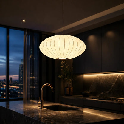 Pendant Light Ribbed Silk-Look Adjustable Brightness & Color Temp