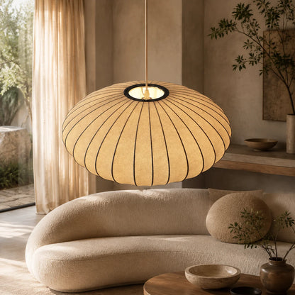 Pendant Light Ribbed Silk-Look Adjustable Brightness & Color Temp