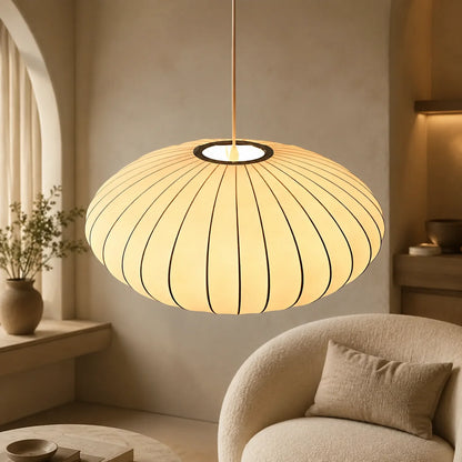 Pendant Light Ribbed Silk-Look Adjustable Brightness & Color Temp