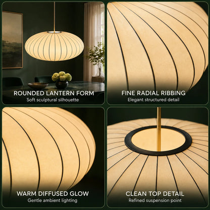 Pendant Light Ribbed Silk-Look Adjustable Brightness & Color Temp