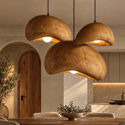 Pendant Light Sculpted Organic Shade Warm Earth-Tone Finish