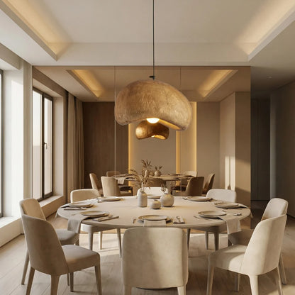 Pendant Light Sculpted Organic Shade Warm Earth-Tone Finish
