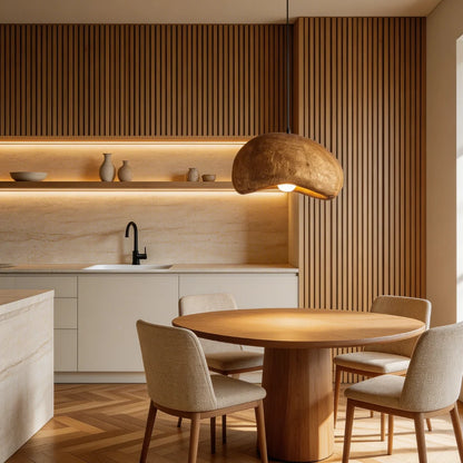 Pendant Light Sculpted Organic Shade Warm Earth-Tone Finish