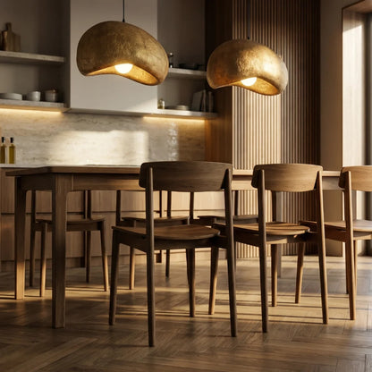 Pendant Light Sculpted Organic Shade Warm Earth-Tone Finish