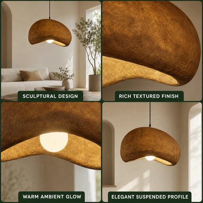 Pendant Light Sculpted Organic Shade Warm Earth-Tone Finish