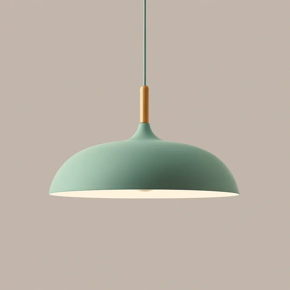 Pendant Light Soft Pastel Finish Wood Collar Adjustable Cord