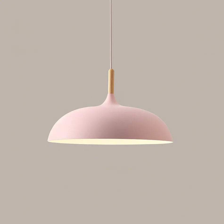 Pendant Light Soft Pastel Finish Wood Collar Adjustable Cord