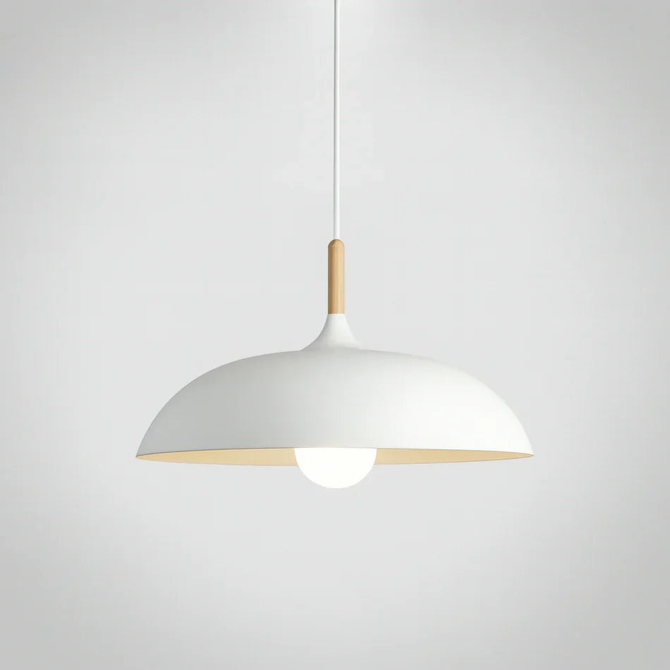 Pendant Light Soft Pastel Finish Wood Collar Adjustable Cord
