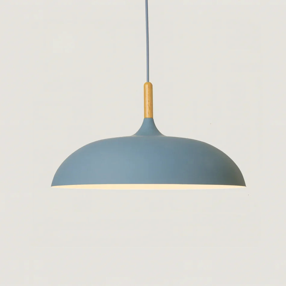 Pendant Light Soft Pastel Finish Wood Collar Adjustable Cord