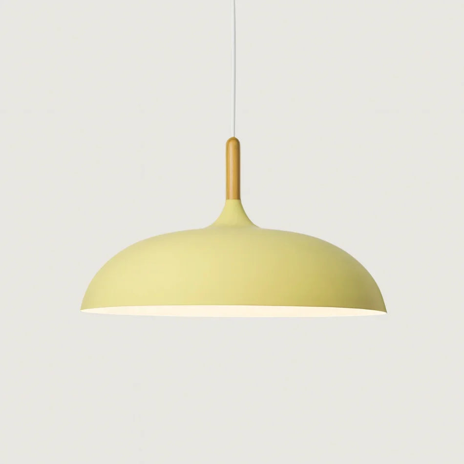 Pendant Light Soft Pastel Finish Wood Collar Adjustable Cord