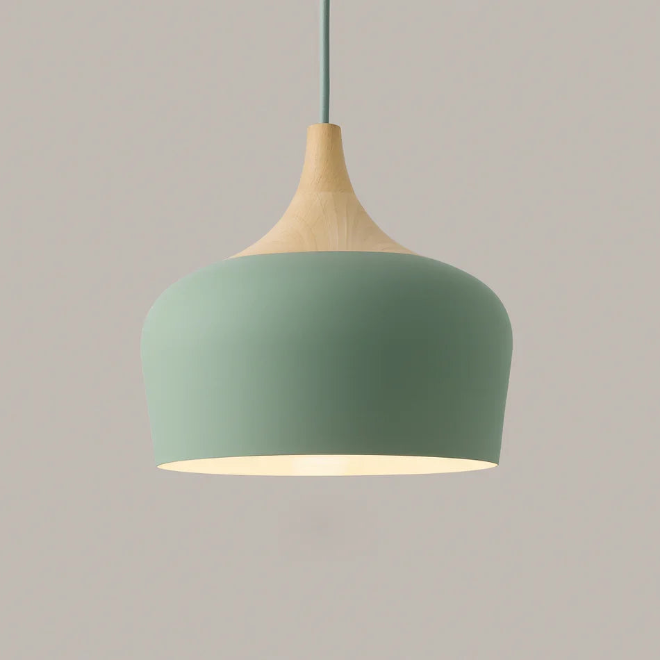 Pendant Light Soft Pastel Finish Wood Collar Adjustable Cord