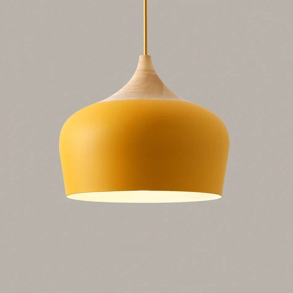 Pendant Light Soft Pastel Finish Wood Collar Adjustable Cord