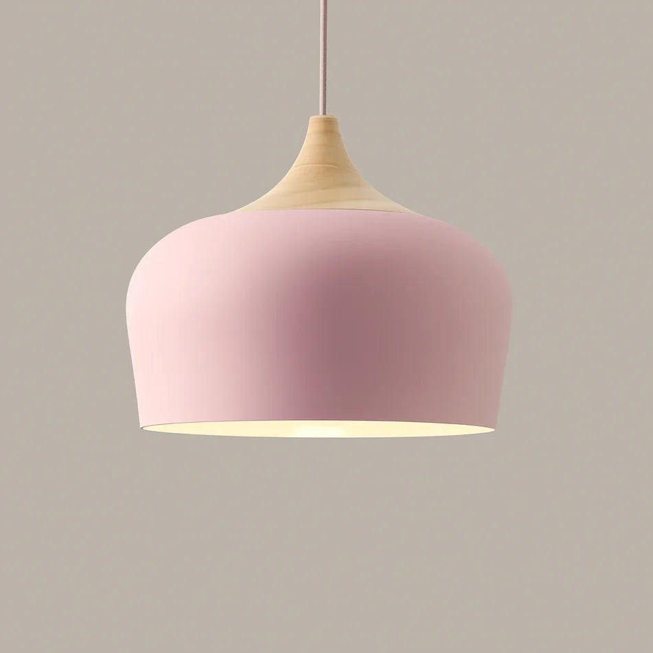 Pendant Light Soft Pastel Finish Wood Collar Adjustable Cord