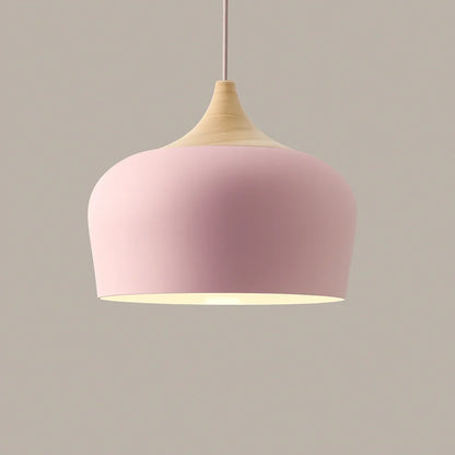 Pendant Light Soft Pastel Finish Wood Collar Adjustable Cord