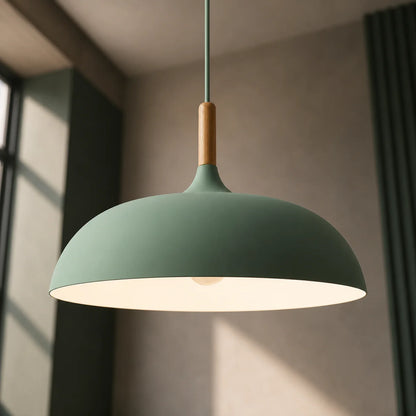 Pendant Light Soft Pastel Finish Wood Collar Adjustable Cord