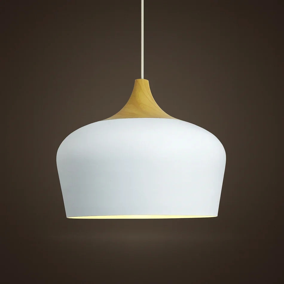 Pendant Light Soft Pastel Finish Wood Collar Adjustable Cord