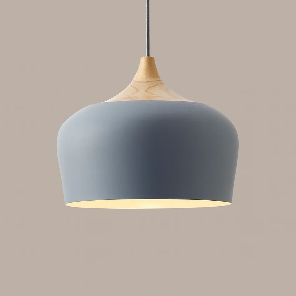 Pendant Light Soft Pastel Finish Wood Collar Adjustable Cord