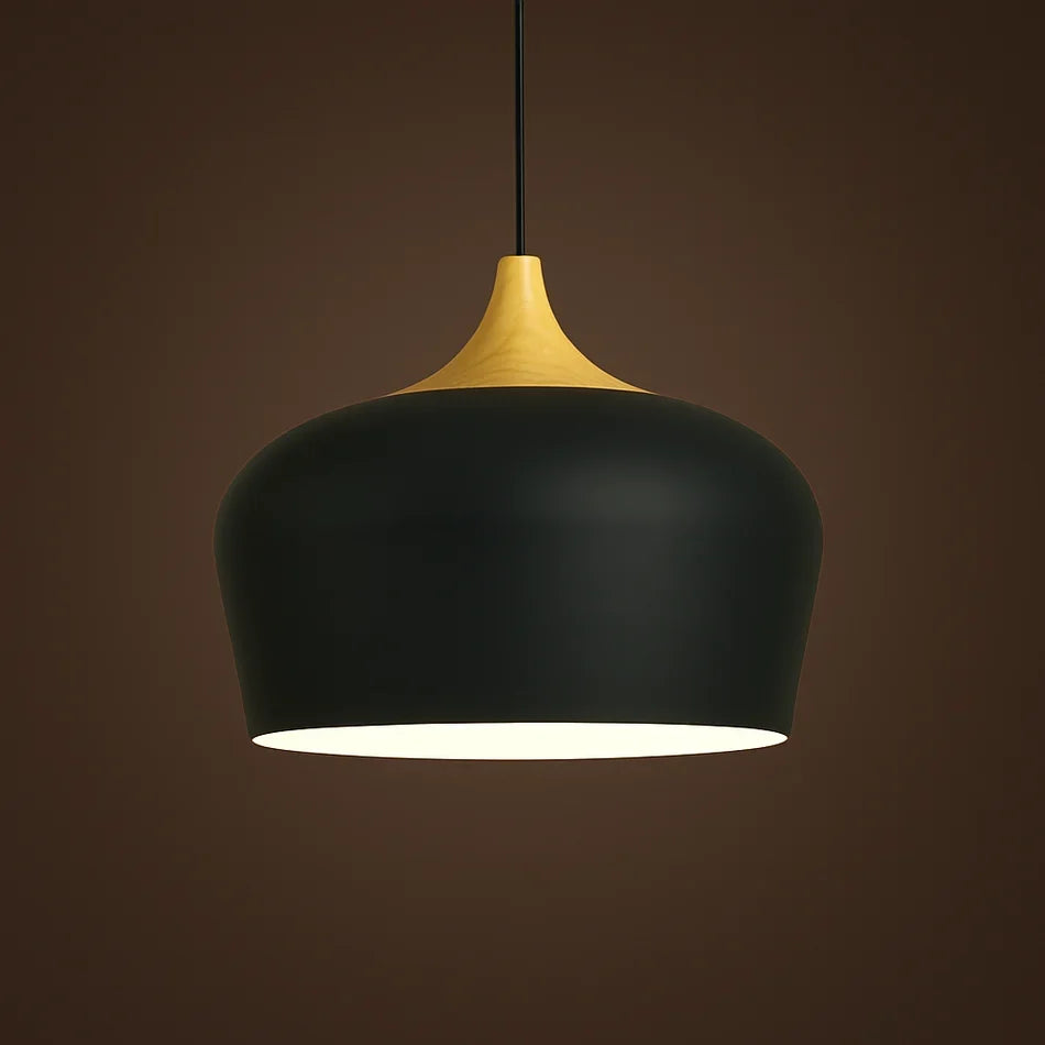 Pendant Light Soft Pastel Finish Wood Collar Adjustable Cord