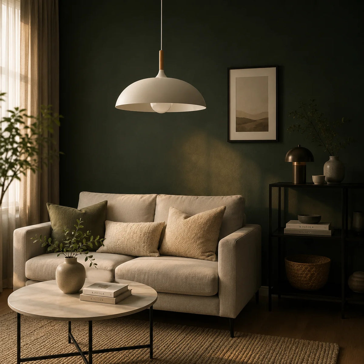 Pendant Light Soft Pastel Finish Wood Collar Adjustable Cord