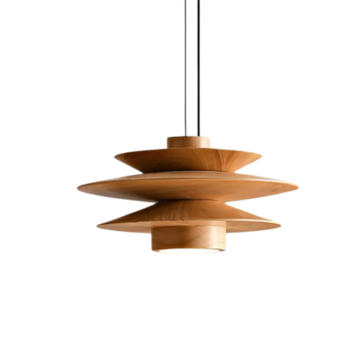 Pendant Light Tiered Sculptural Solid Rubberwood Dimmable