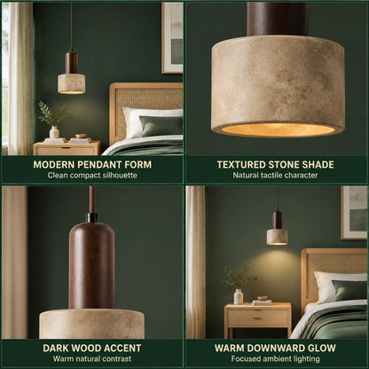 Pendant Light Travertine Stone & Metal Hardware