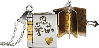 Pendant Necklace Book-Shaped Stainless Steel Tarnish-Resistant