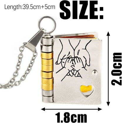 Pendant Necklace Book-Shaped Stainless Steel Tarnish-Resistant