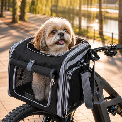 Pet Bike Basket Expandable Ventilated Mesh Quick-Release Mount