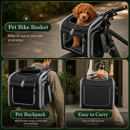 Pet Bike Basket Expandable Ventilated Mesh Quick-Release Mount